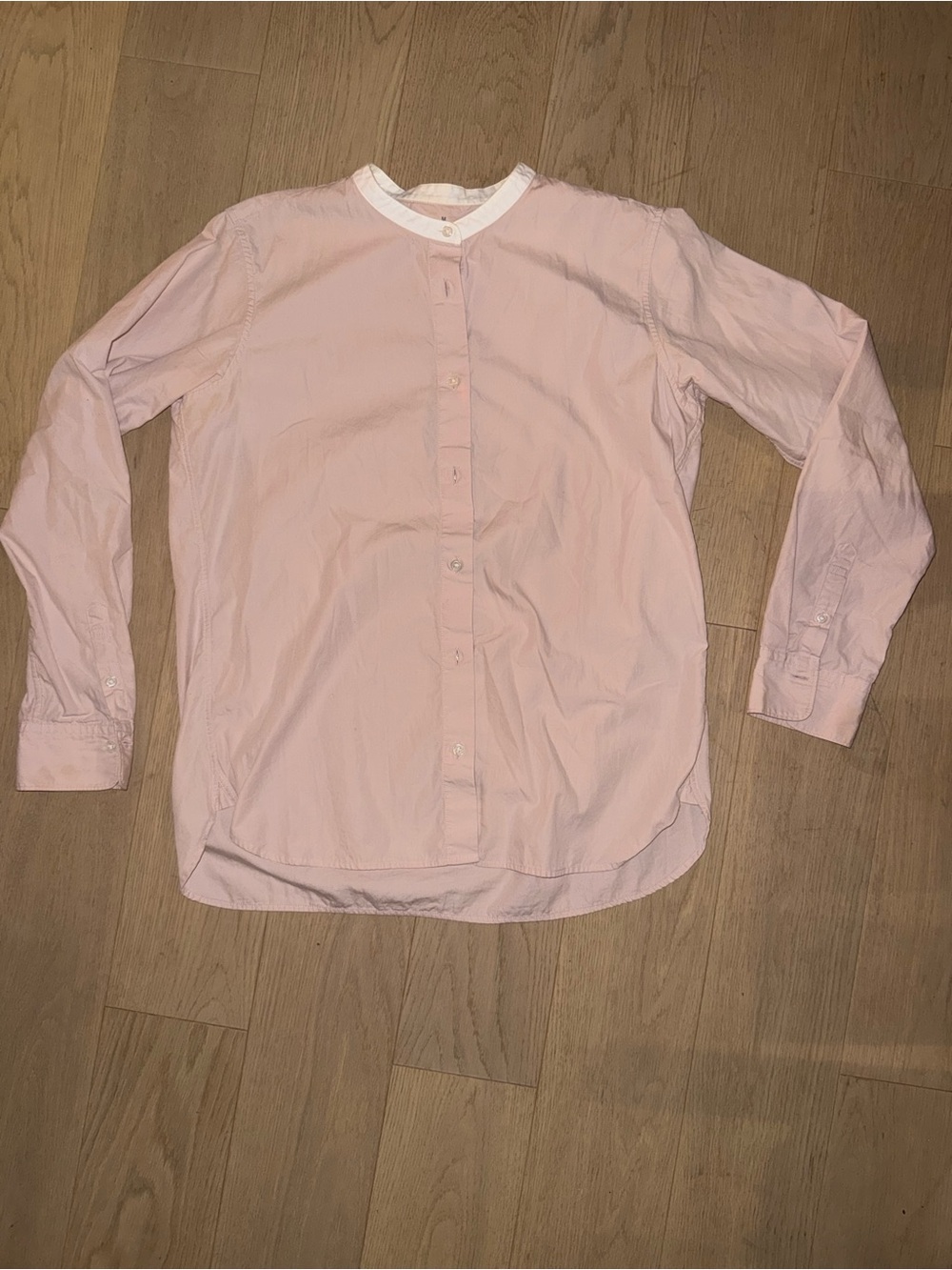 Uniqlo Light Pink Button-Down Long Sleeve Shirt with White Collar